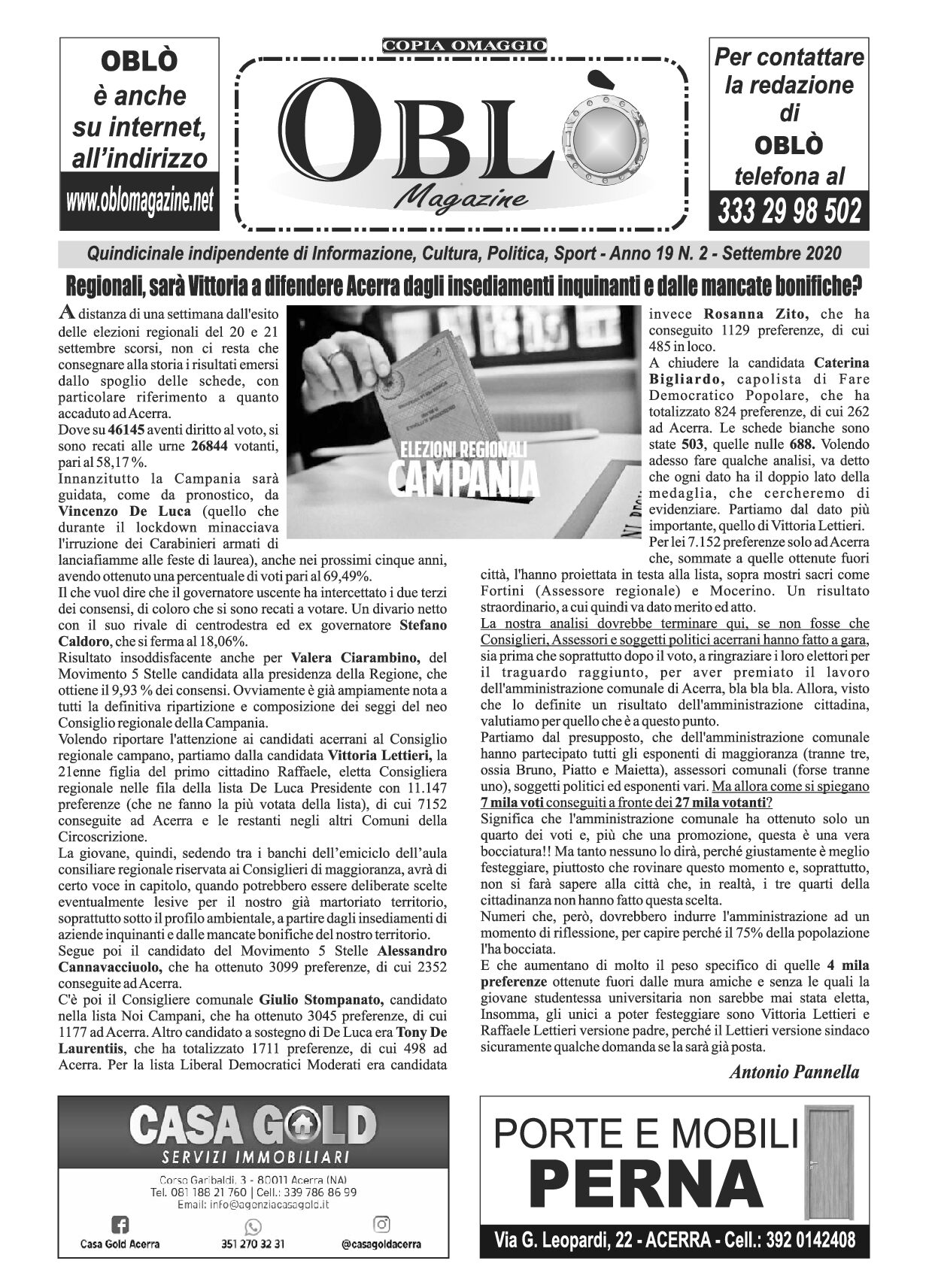 Edizione integrale del 28 settembre 2020
