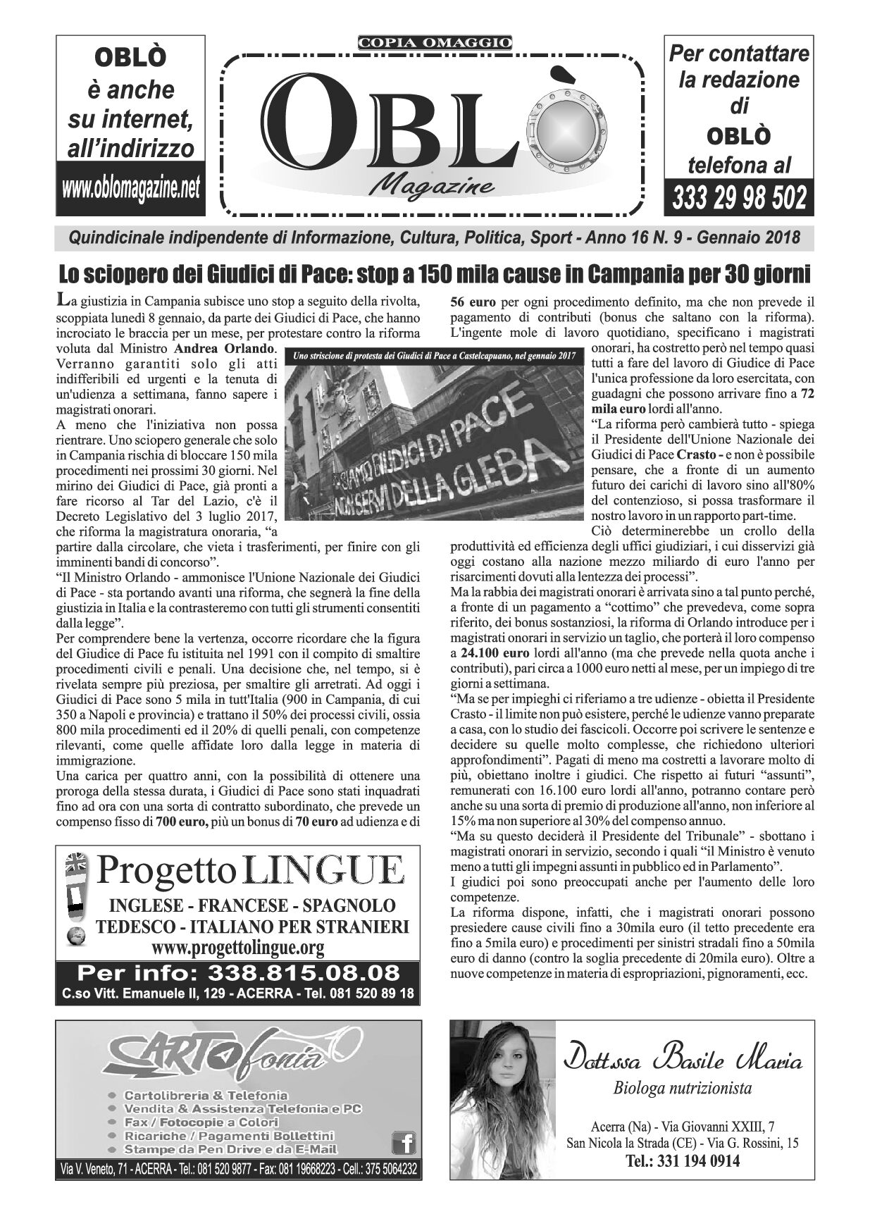 Edizione integrale del 09 gennaio 2018