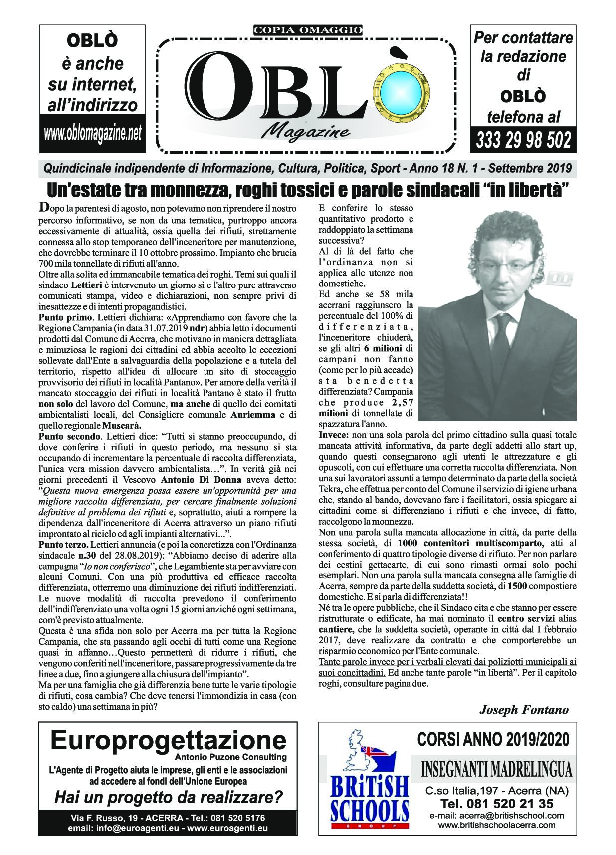 Edizione integrale del 10 settembre 2019